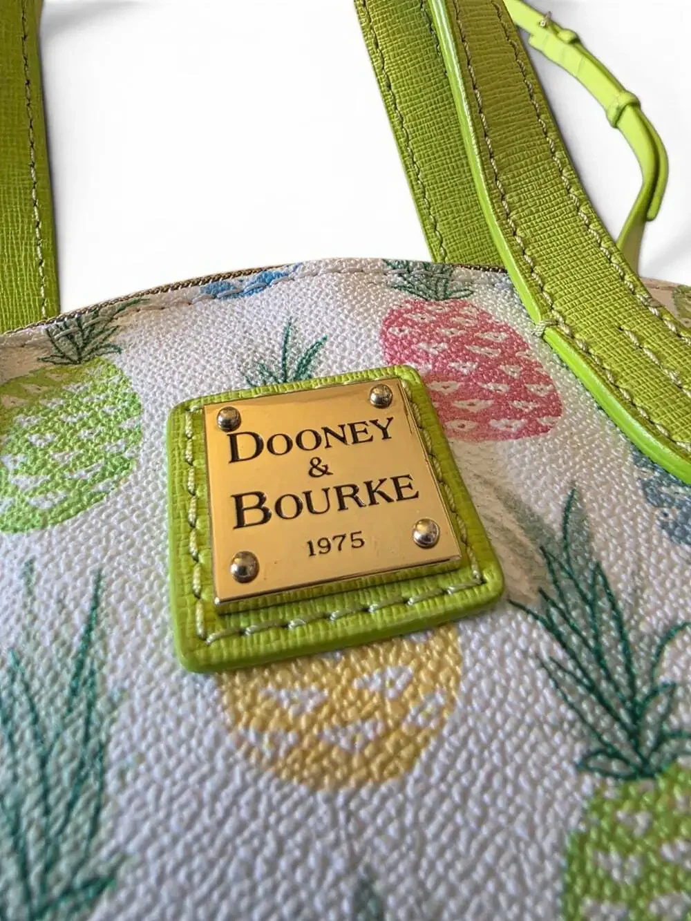 Dooney & Bourke Pineapple Satchel Crossbody Bag Lime Green Multicolor Tropical